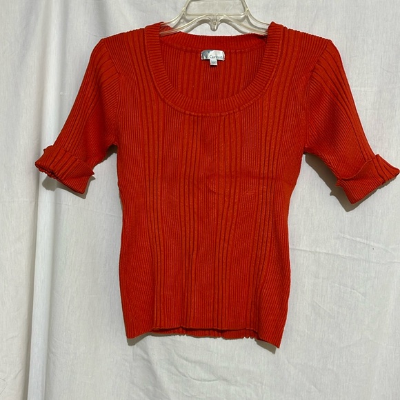 Women’s Currants orange 3 quarter length ribbed sweater XL - Picture 1 of 8